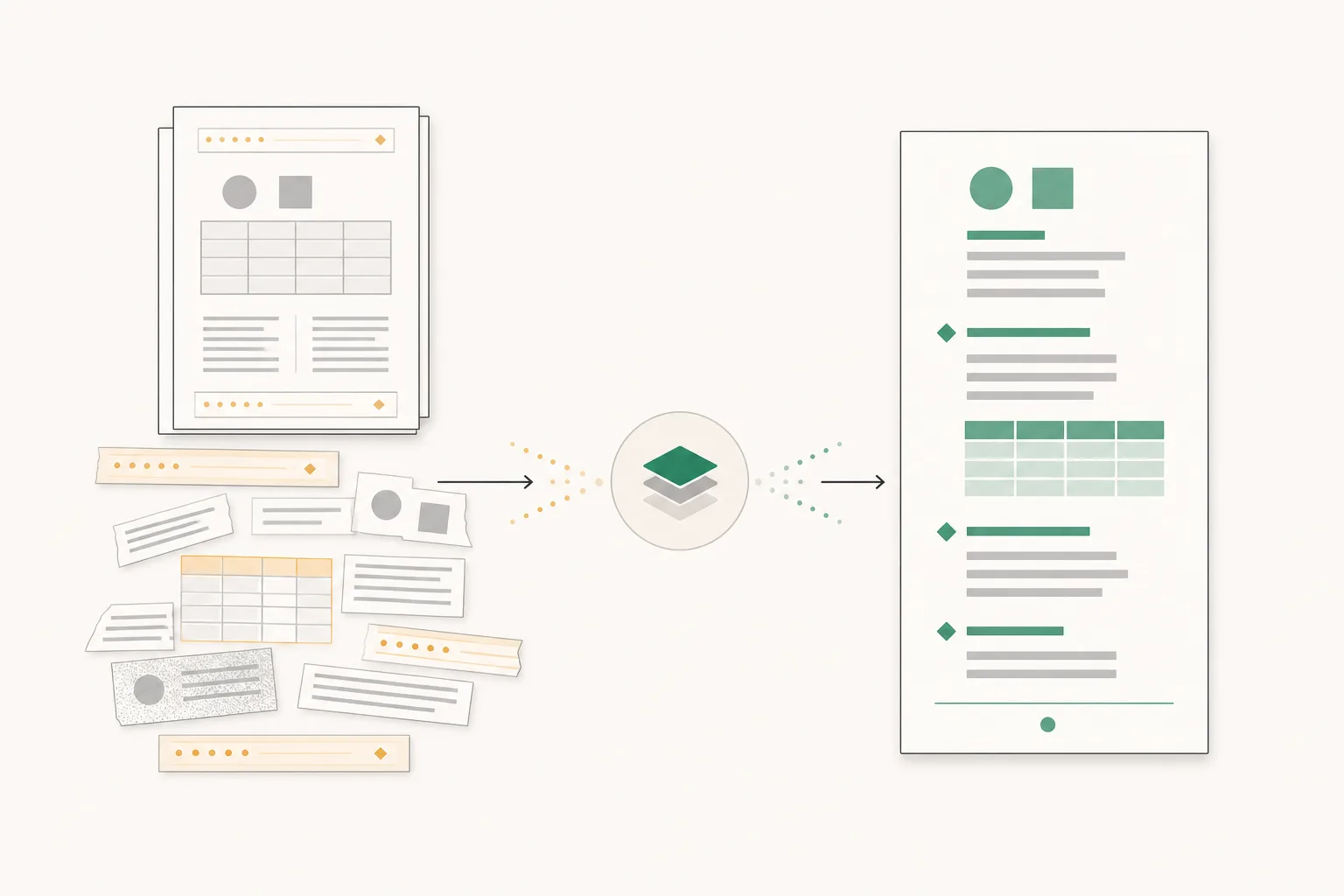 Transformación de un PDF con columnas, tablas y páginas escaneadas en un texto estructurado, ordenado y reducido que una inteligencia artificial puede interpretar con mayor precisión.